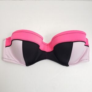 36C Victoria's Secret Pink Black Color Black The Flirt Bandeau Bikini Swim Top